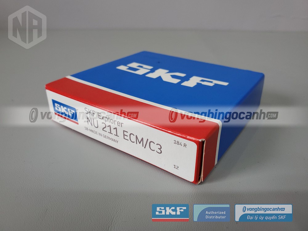 Vòng bi SKF NU 211 ECM/C3 chính hãng, phân phối bởi Vòng bi Ngọc Anh - Đại lý uỷ quyền SKF.