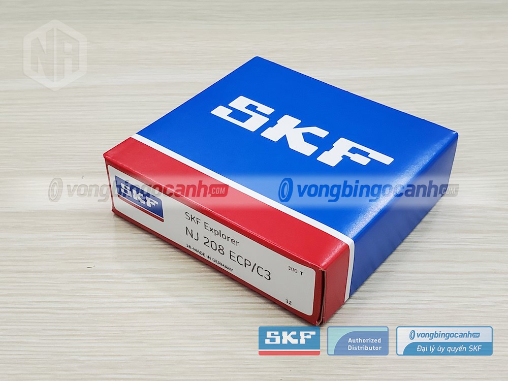 Vòng bi SKF NJ 208 ECP/C3 chính hãng, phân phối bởi Vòng bi Ngọc Anh - Đại lý uỷ quyền SKF.