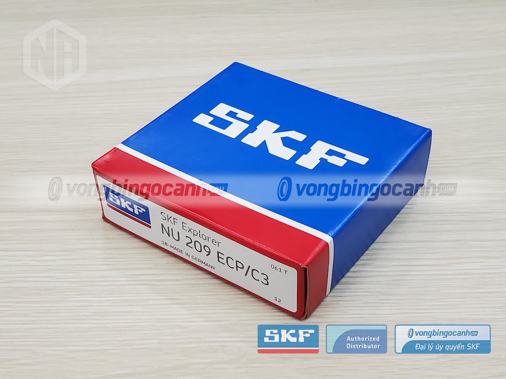 Vòng bi SKF NU 209 ECP/C3 chính hãng, phân phối bởi Vòng bi Ngọc Anh - Đại lý uỷ quyền SKF.