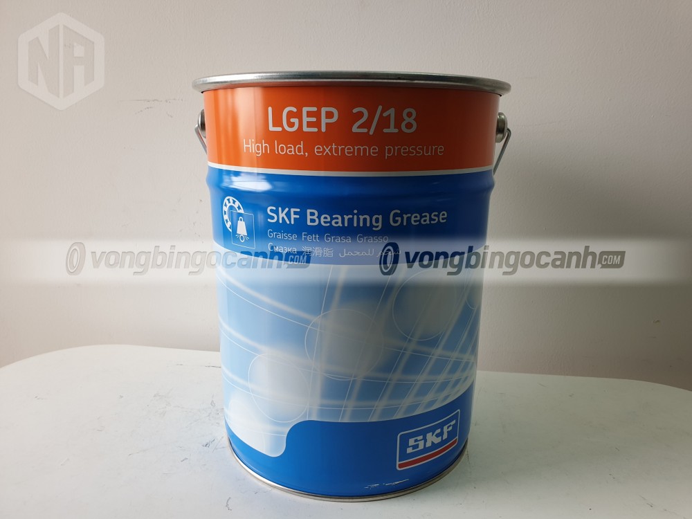 Mỡ SKF LGEP 2/18 được đóng hộp theo trọng lượng 18kg trong hộp bằng kim loại.