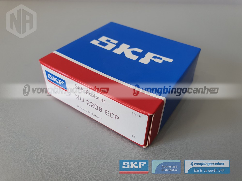 Vòng bi SKF NU 2208 ECP chính hãng, phân phối bởi Vòng bi Ngọc Anh - Đại lý uỷ quyền SKF.