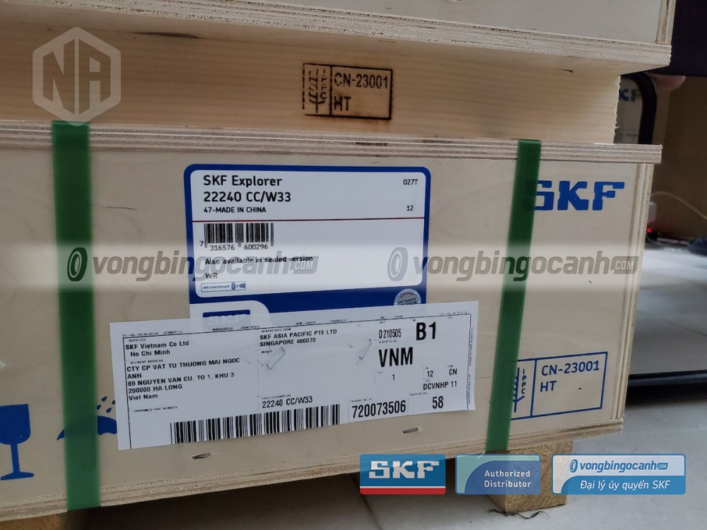 Vòng bi SKF 22240 CC/W33 chính hãng, phân phối bởi Vòng bi Ngọc Anh - Đại lý uỷ quyền SKF. 